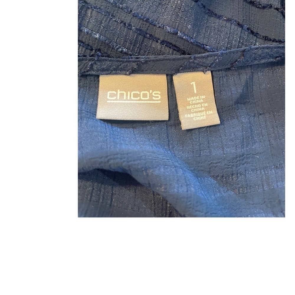 Chico’s Minimalist Lightweight Shirt With Side Tie In Navy Medium - Picture 4 of 5